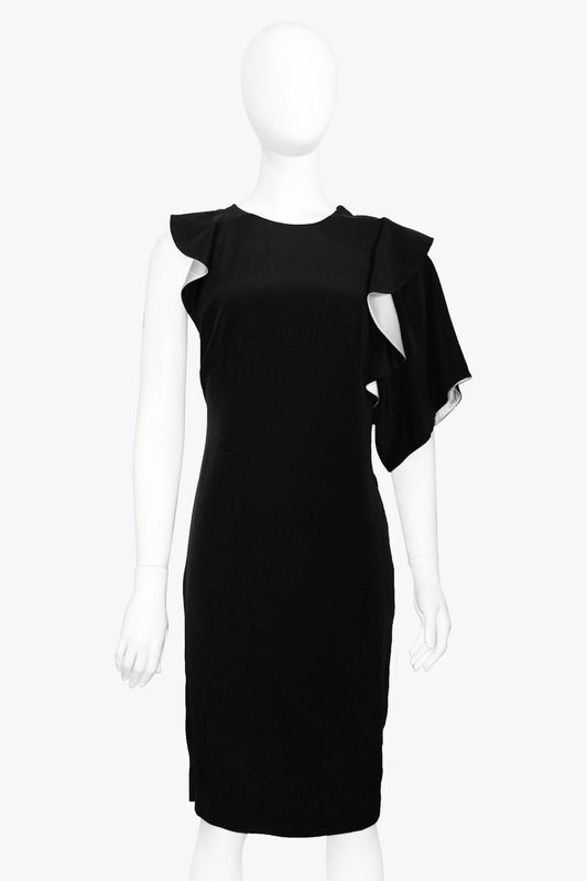 Givenchy Black One Flowy Shoulder Dress With White Underneath