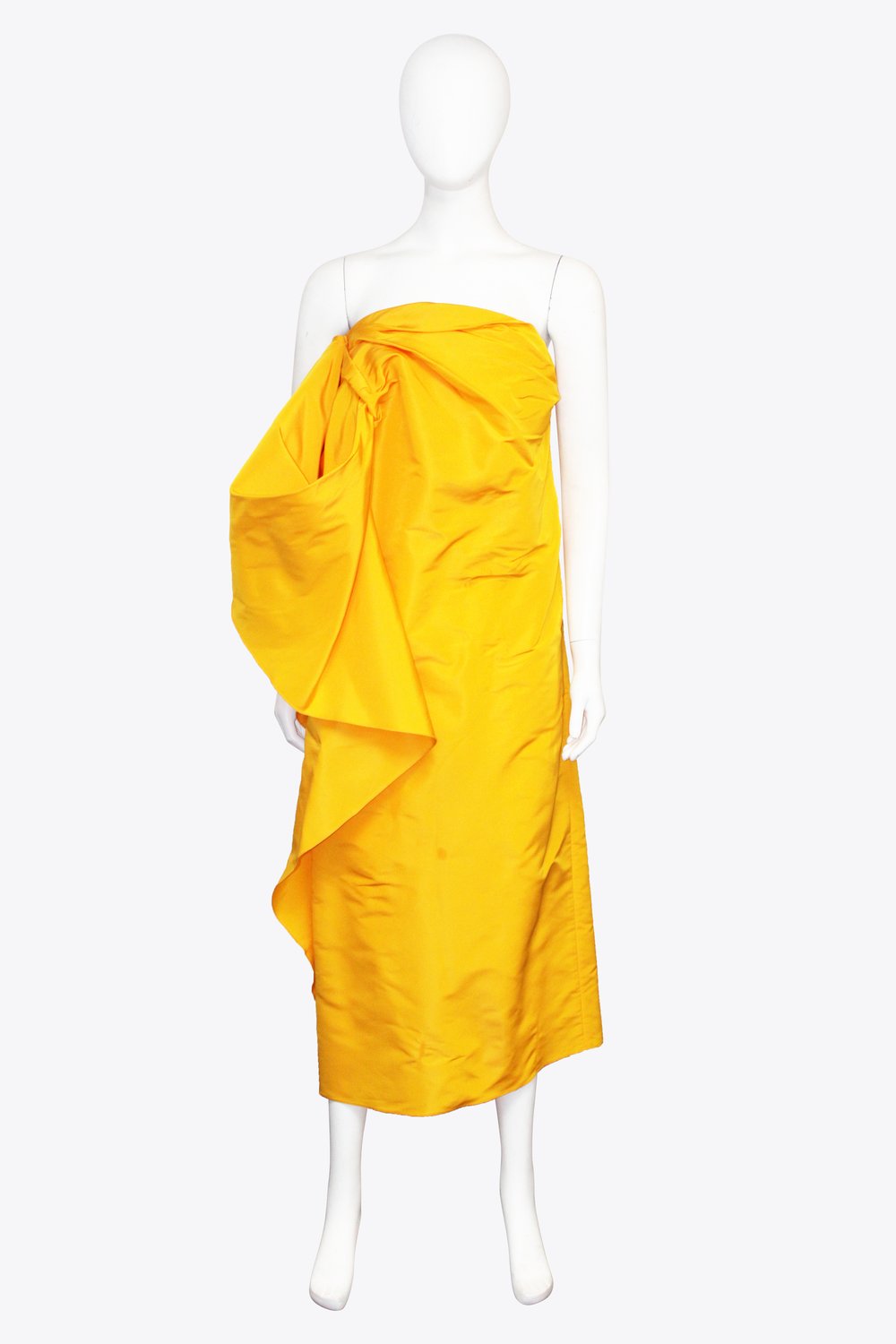 Carolina Herrera Yellow Strapless Bow Dress