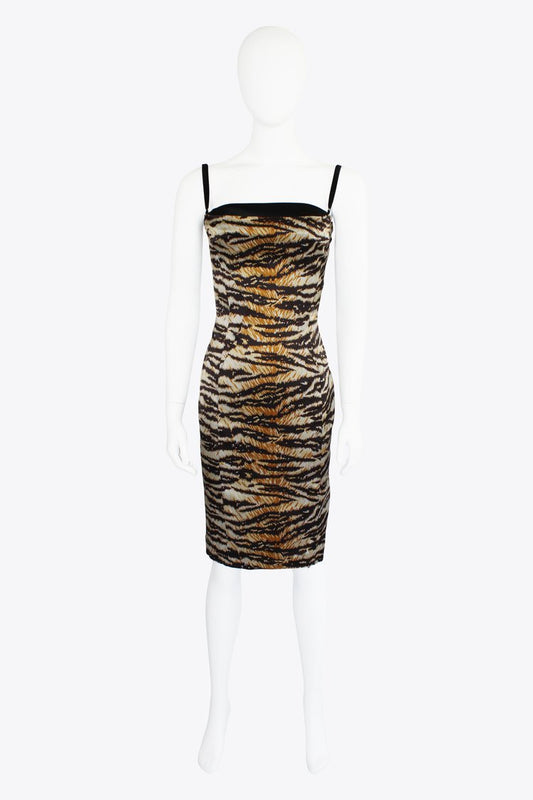 Dolce & Gabbana Brown Tiger Midi Tank Dress