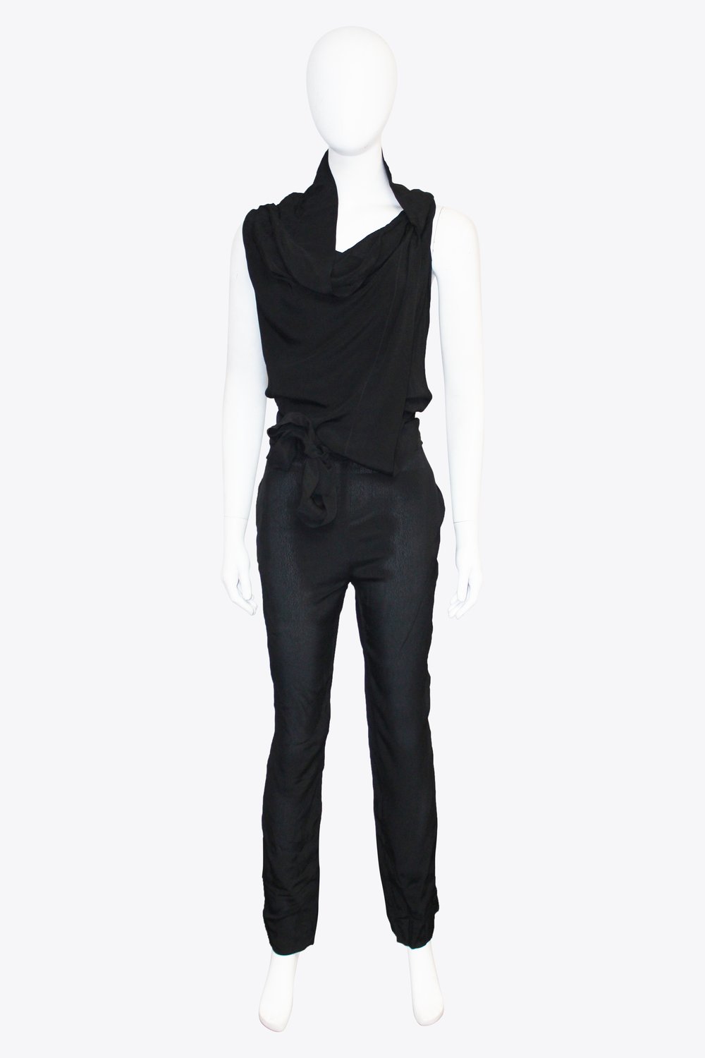 Vivienne Westwood Black Cowl Neck Corset Jumpsuit