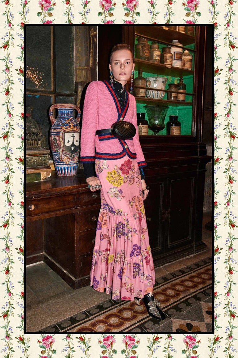 gucci pink floral maxi dress