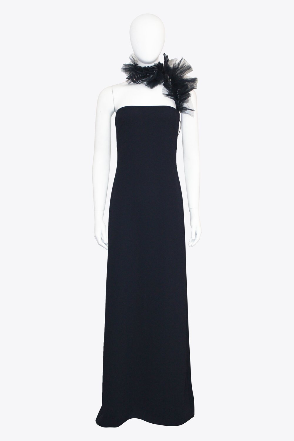 Ralph Lauren Blue Ruffle Neck Gown