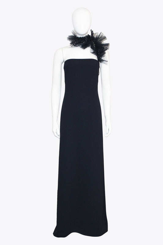 Ralph Lauren Blue Ruffle Neck Gown