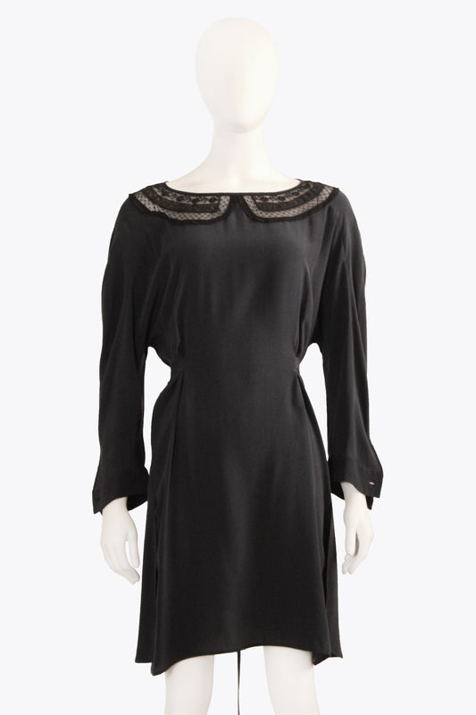 Miu Miu Black Longsleeve Dress With Lace Detail