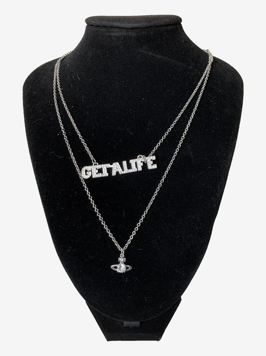 Vivienne Westwood Silver "Get A Life" Layered Necklace