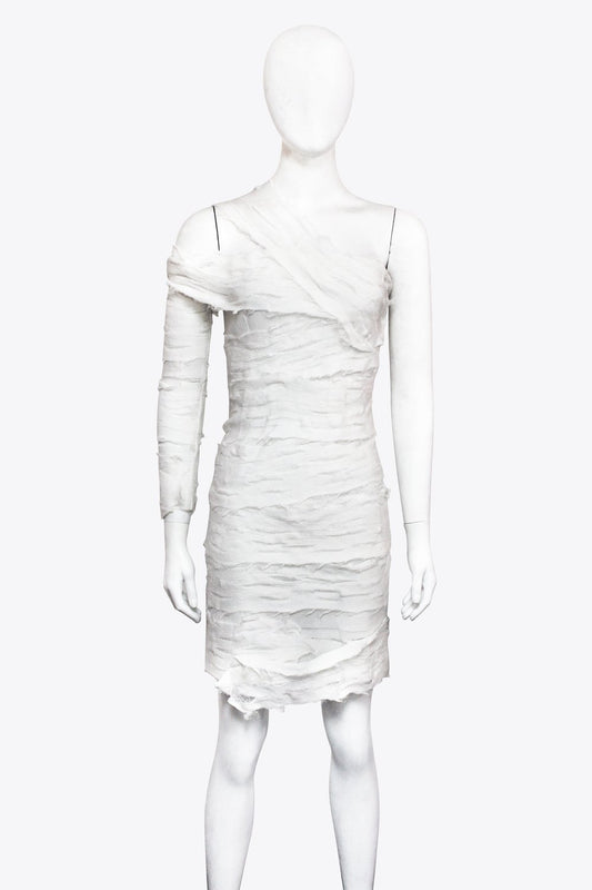 Balmain White One Shoulder Bodycon Dress