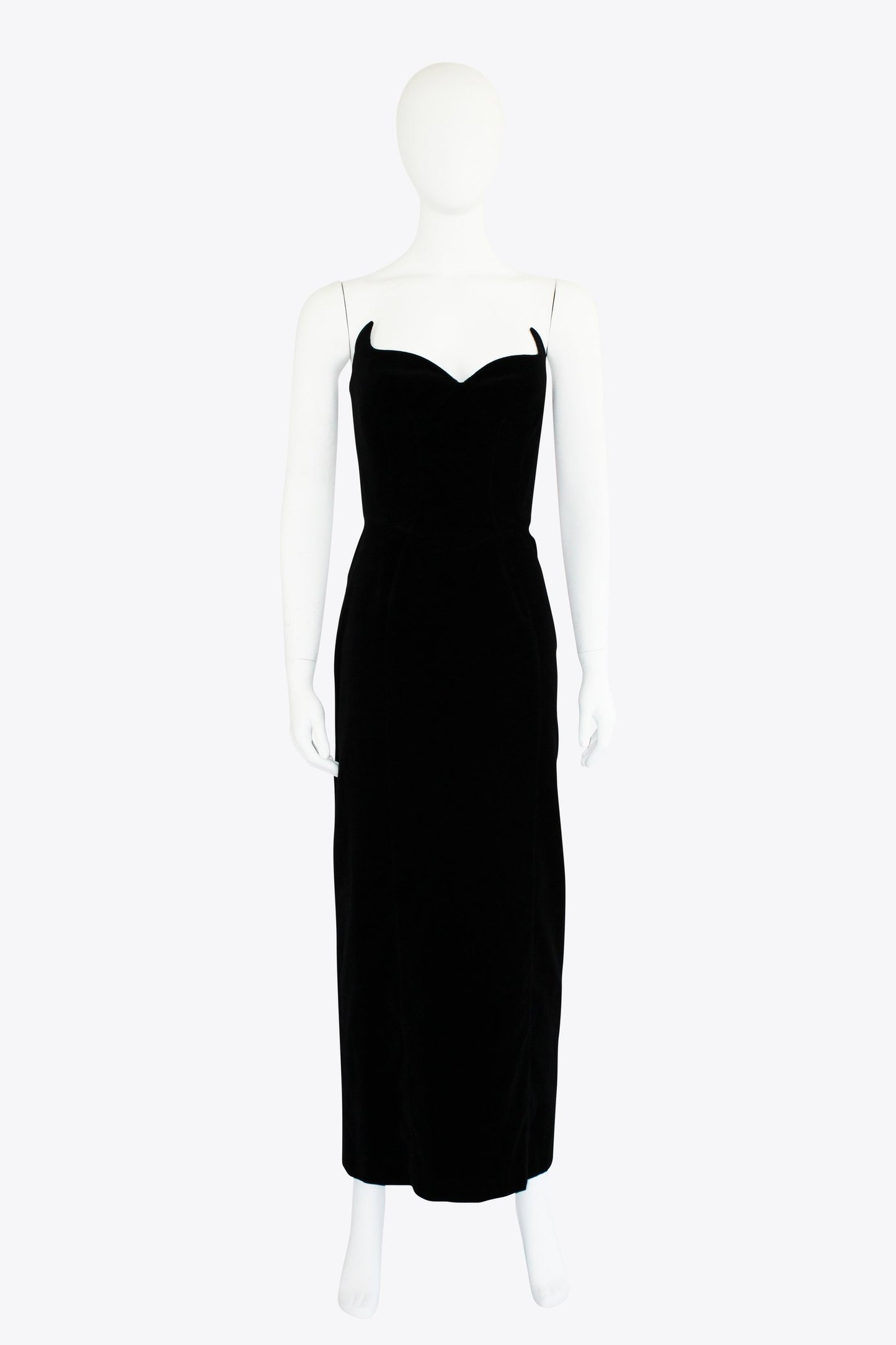 Thierry Mugler Black Velvet Strapless Evening Gown