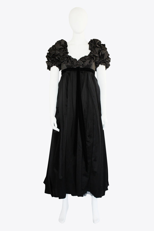 Marc Jacobs Black Ruffle Shoulder Gown