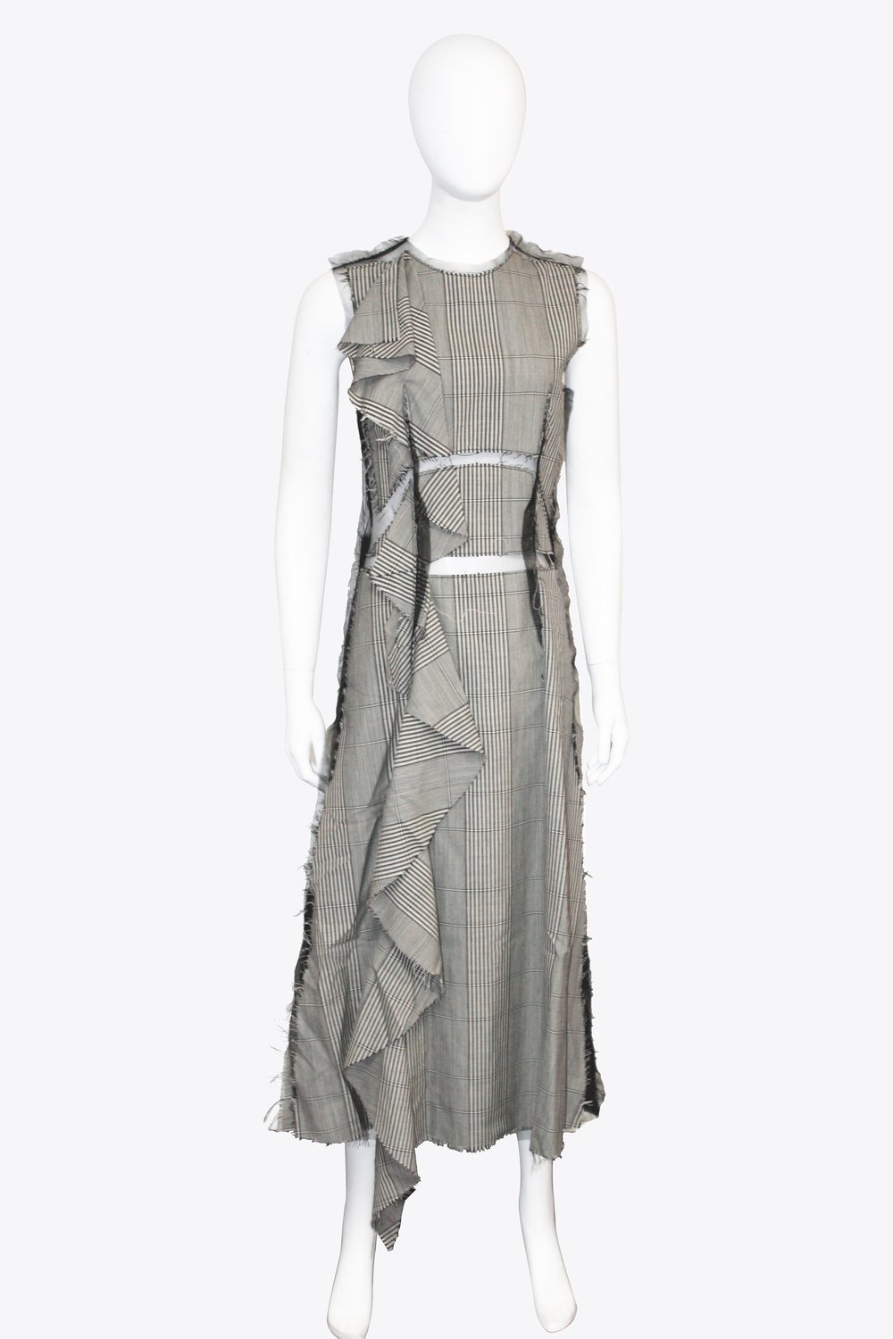 Maison Margiela Gray Plaid Ruffle Dress