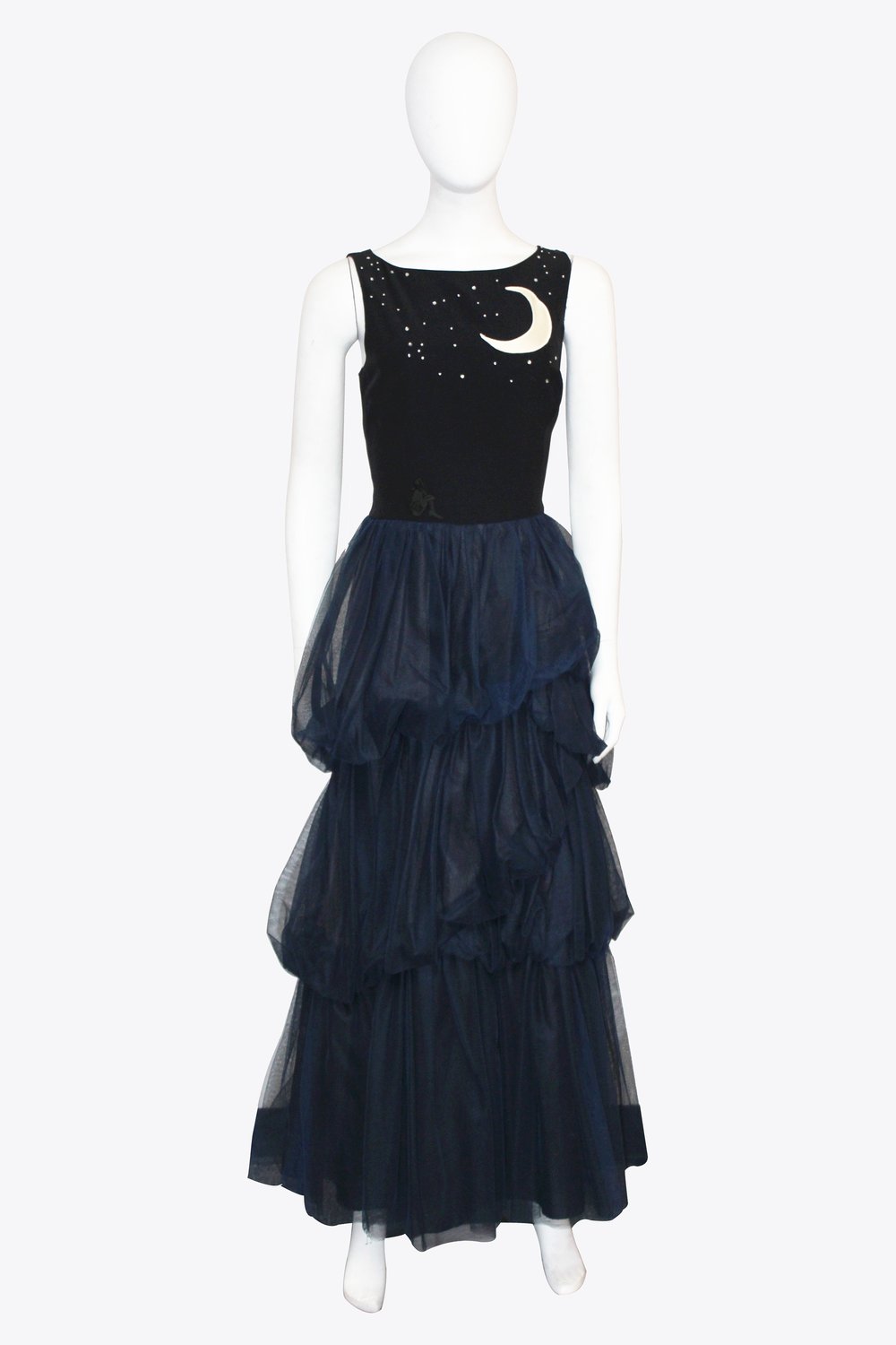 Moschino Blue Night Sky Layered Tulle Gown