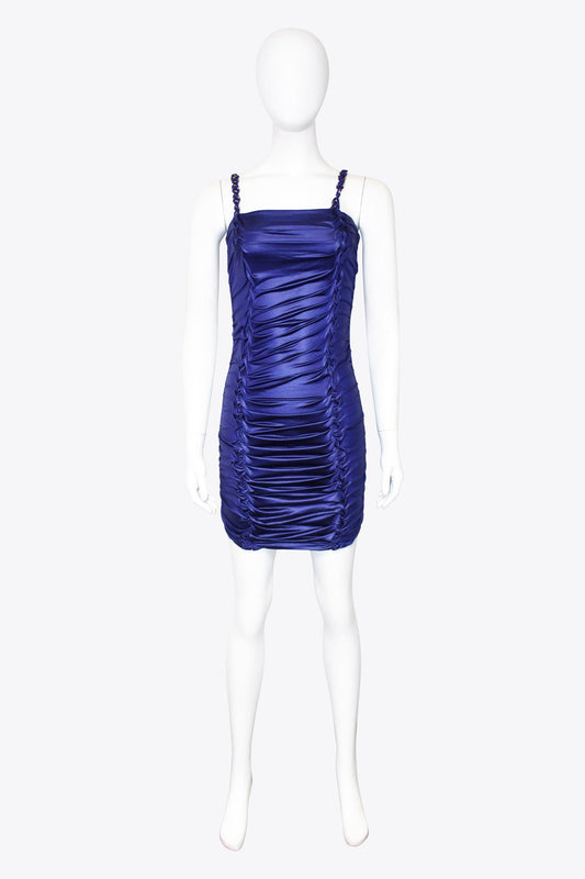 Versace Purple Pleated Bodycon Mini Dress