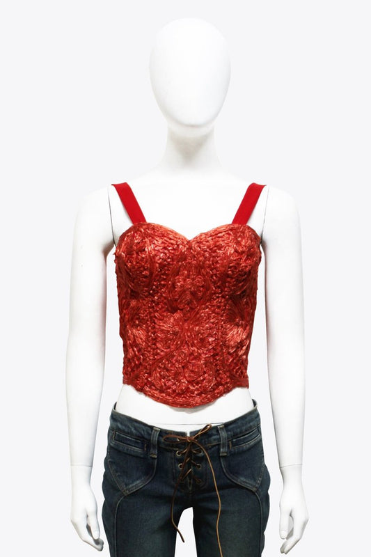 Vintage Red Textured Corset