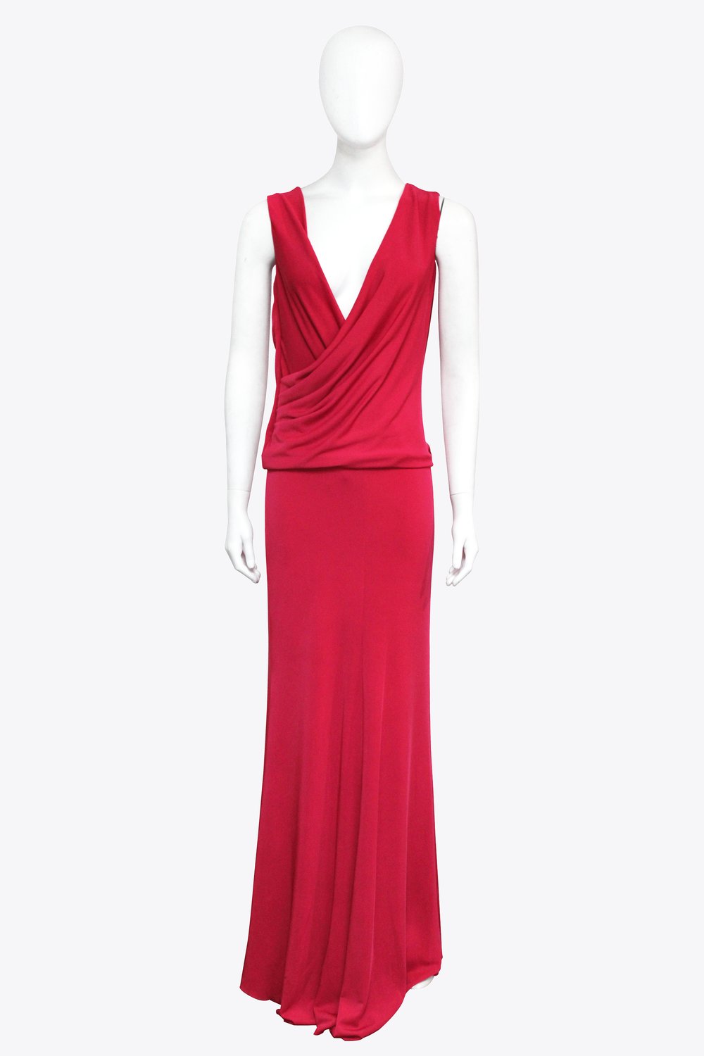 Elie Saab Red Wrap Front Drop Waist Gown