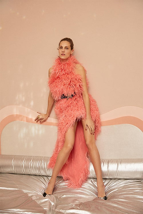 attico feather midi dress