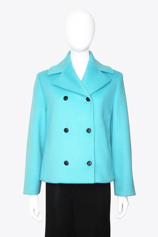 Balenciaga Blue Half Coat With Collar