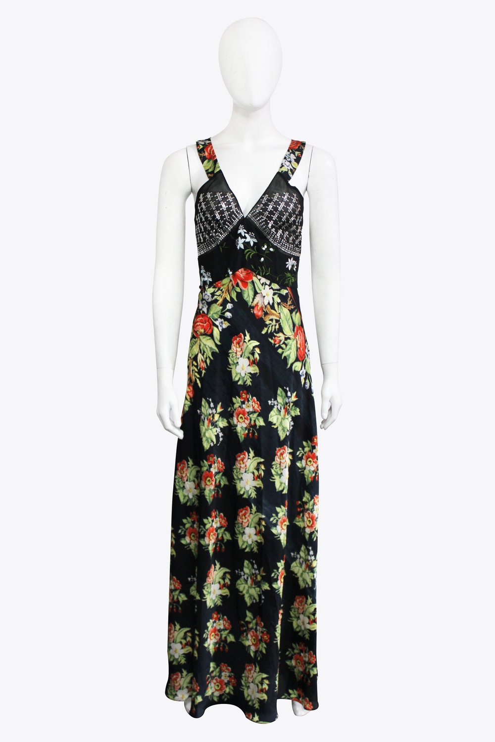 Paco Rabanne Black Floral Maxi Dress