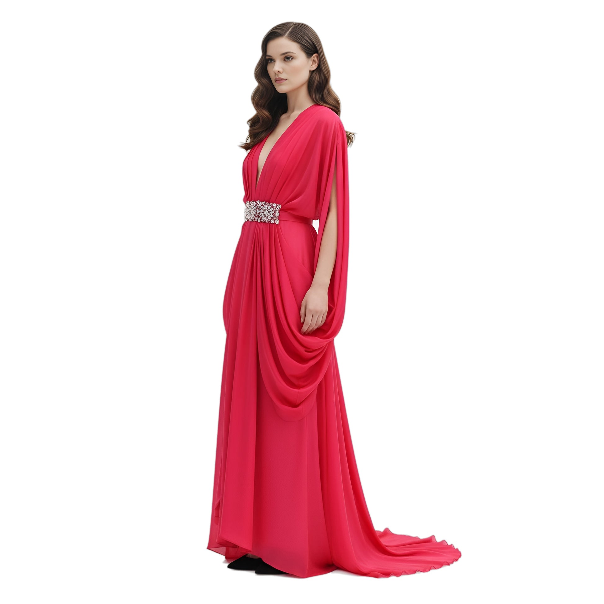 zuhair murad embellished belt detail kaftan gown