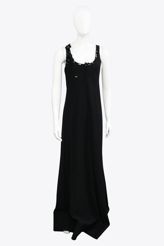 Paco Rabanne Black Gown with Silver Grommets