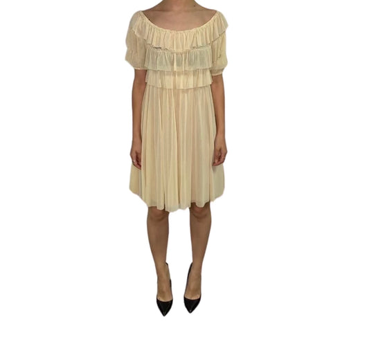 Jean Paul Gaultier Cream Ruffled Shortsleeve Dress