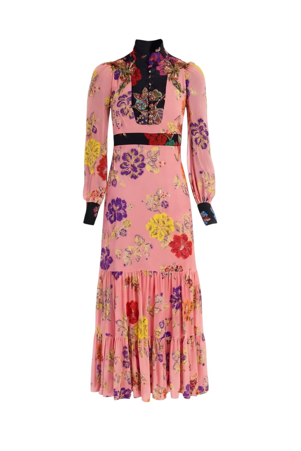gucci pink floral maxi dress