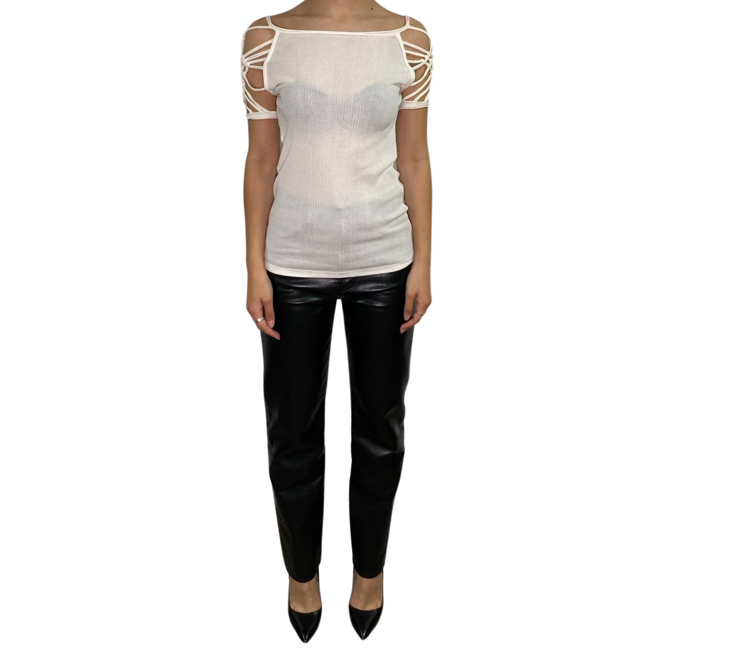 Jean Paul Gaultier White T-Shirt With Cut Out Sleeves