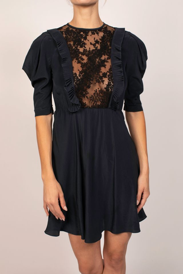 Miu Miu Navy Blue & Lace Mini Dress