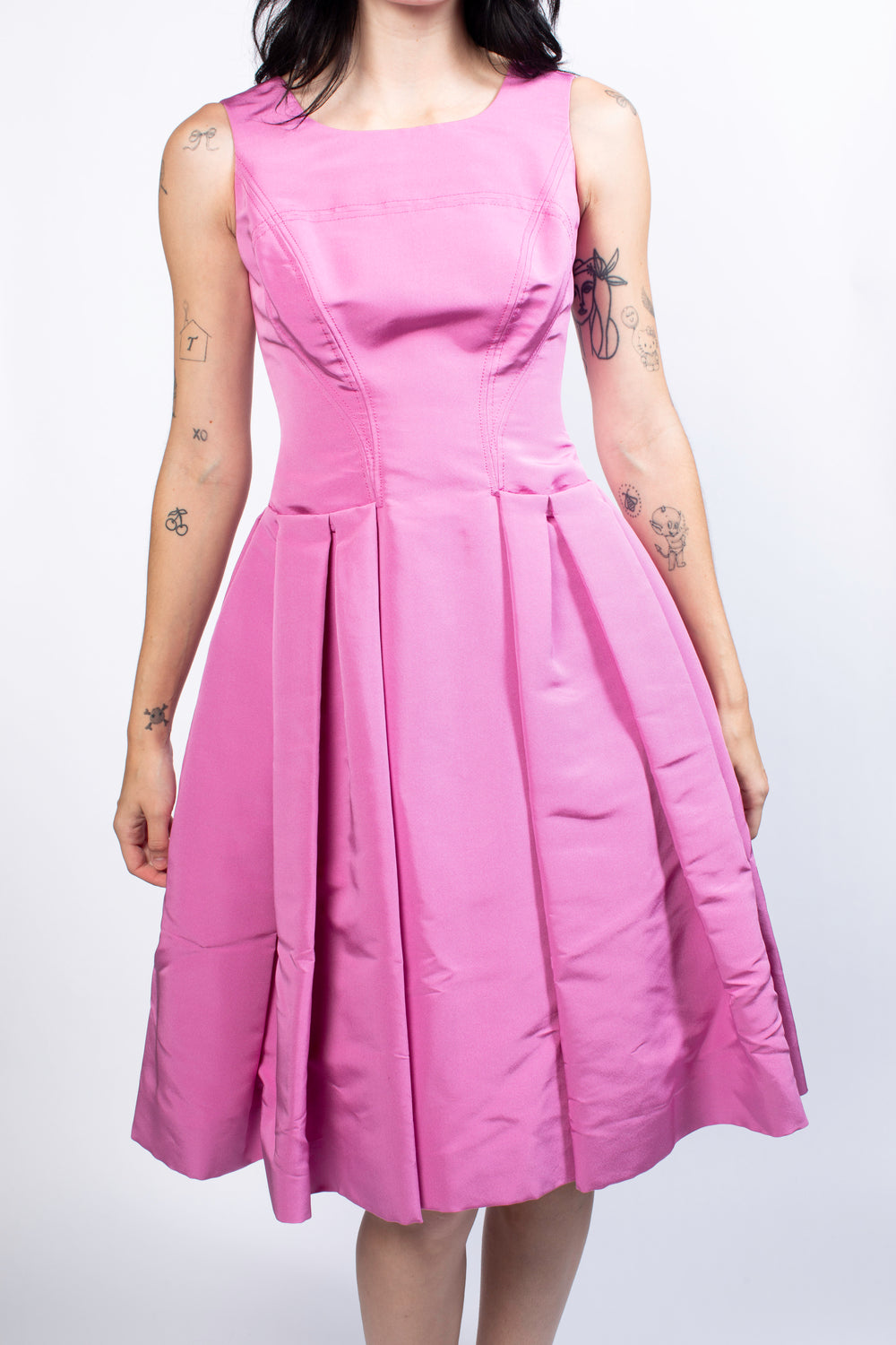 Carolina Herrera Pink Pleated Midi Dress