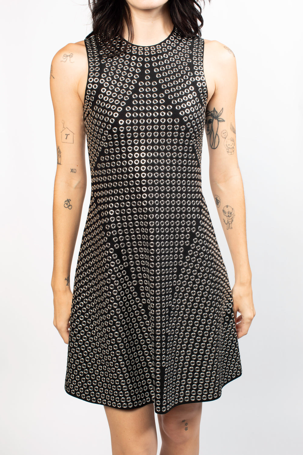 Michael Kors Black With Silver Studs Mini Dress