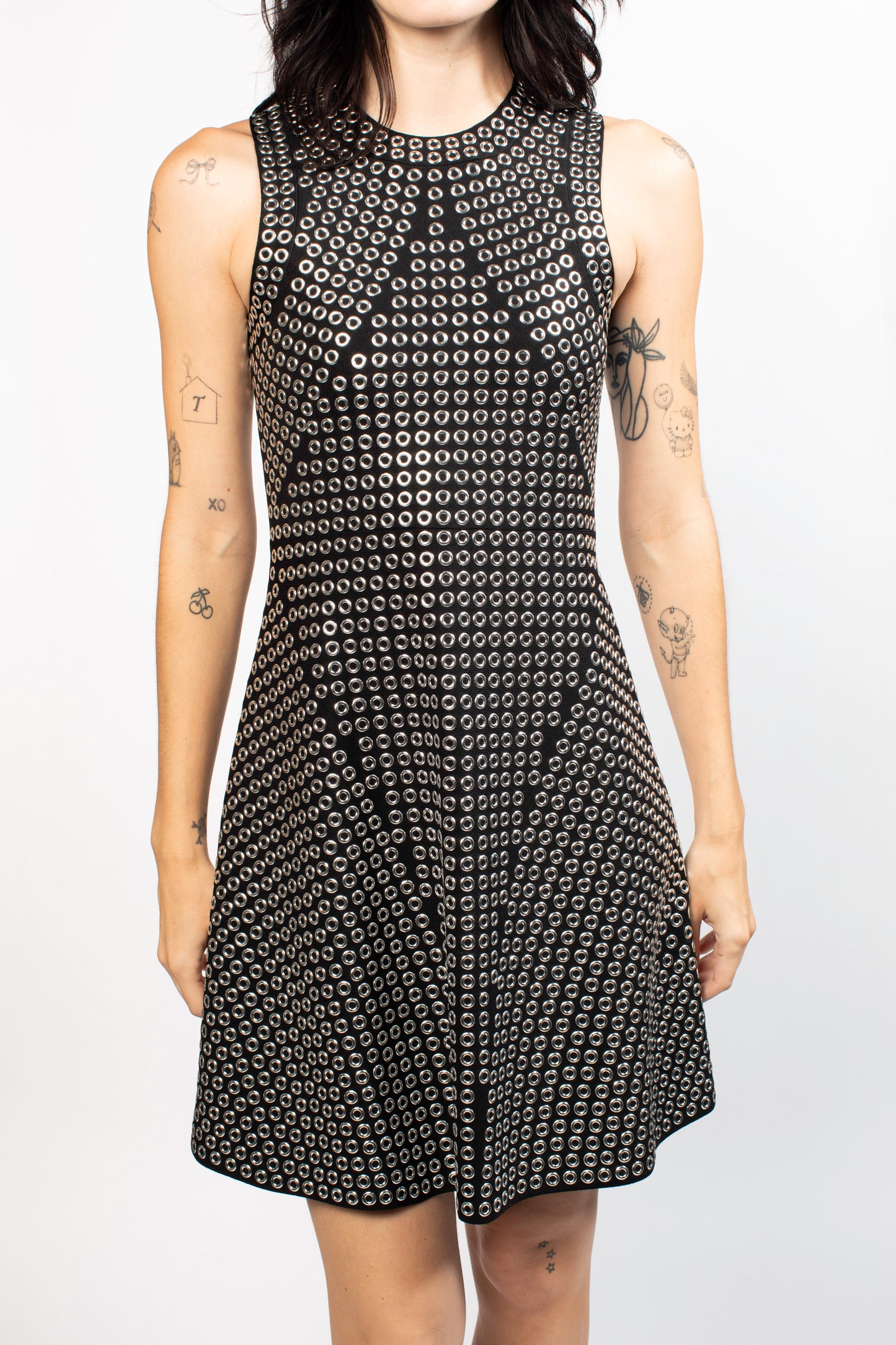 Michael Kors Black With Silver Studs Mini Dress