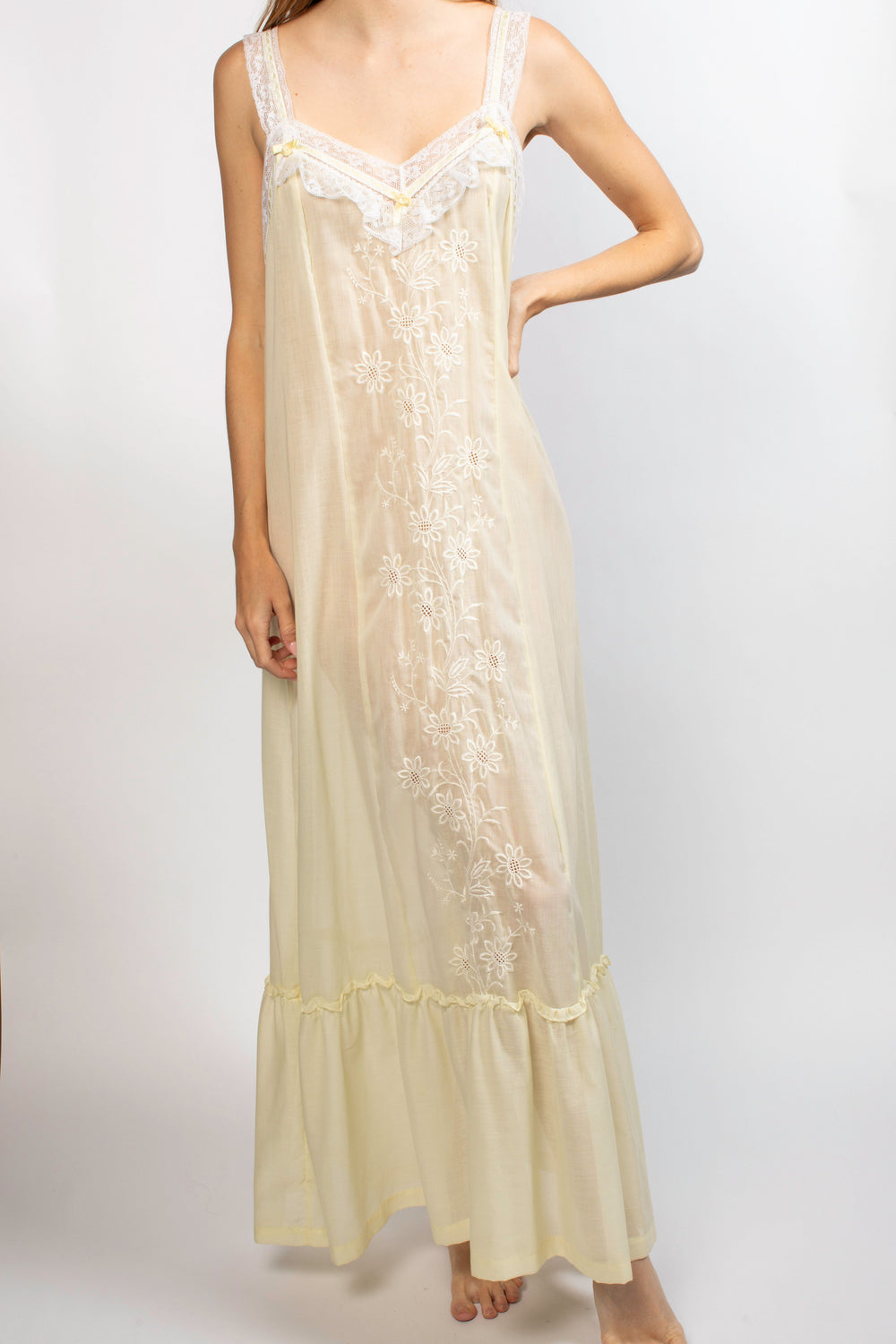 Christian Dior Yellow Maxi Dress With Lace Detailing