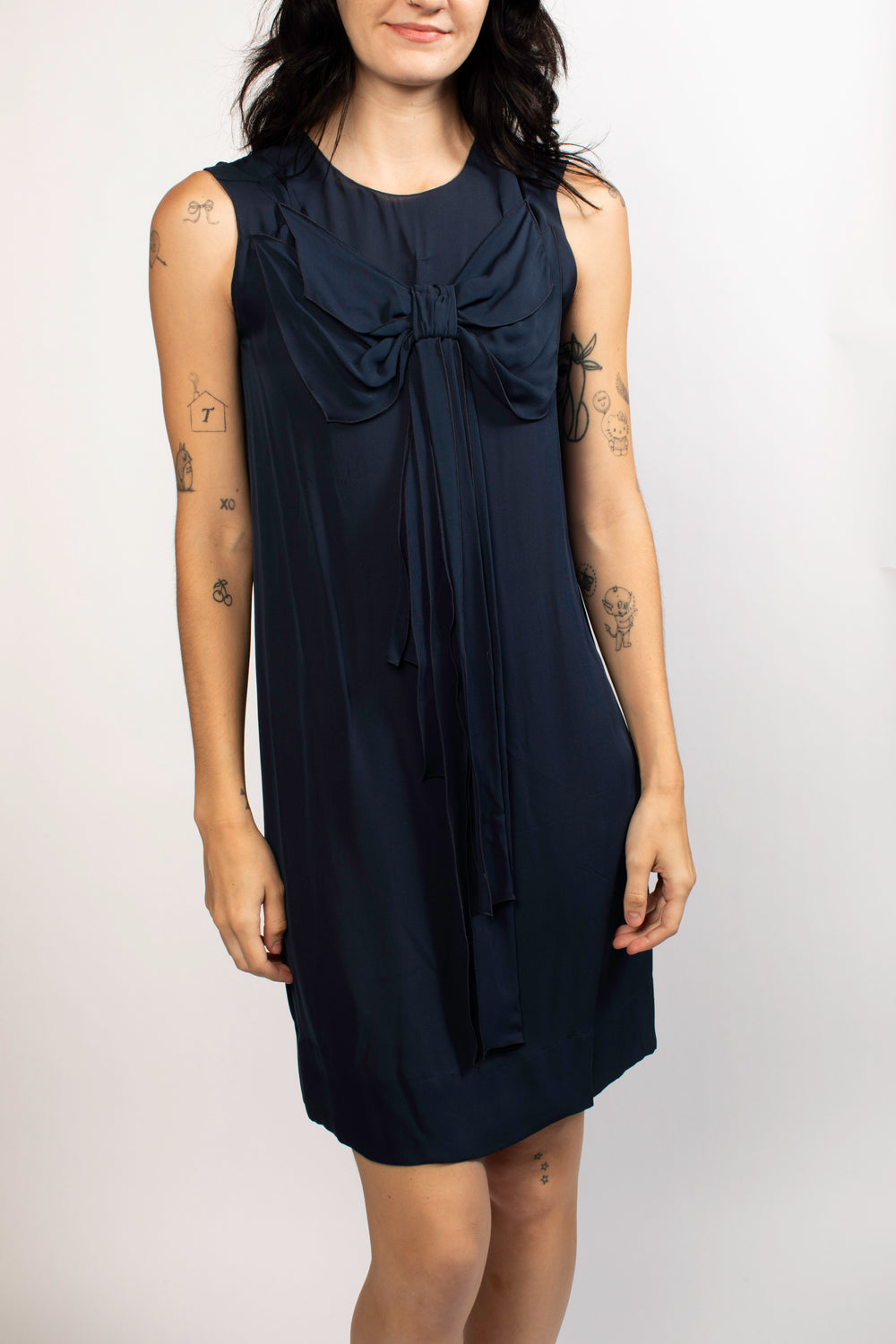 Stella McCartney Blue Mini Dress With Bow Detail