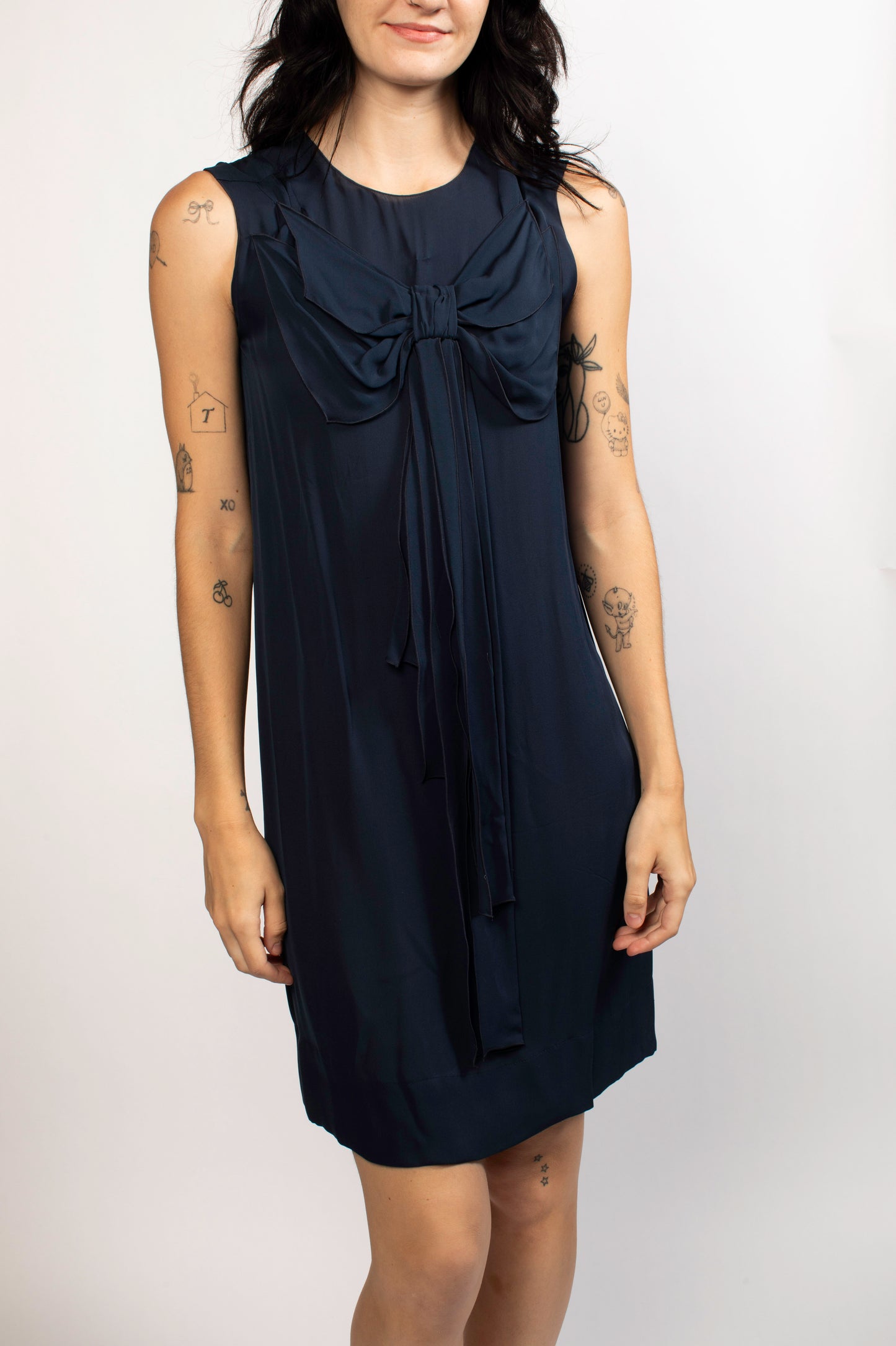 Stella McCartney Blue Mini Dress With Bow Detail