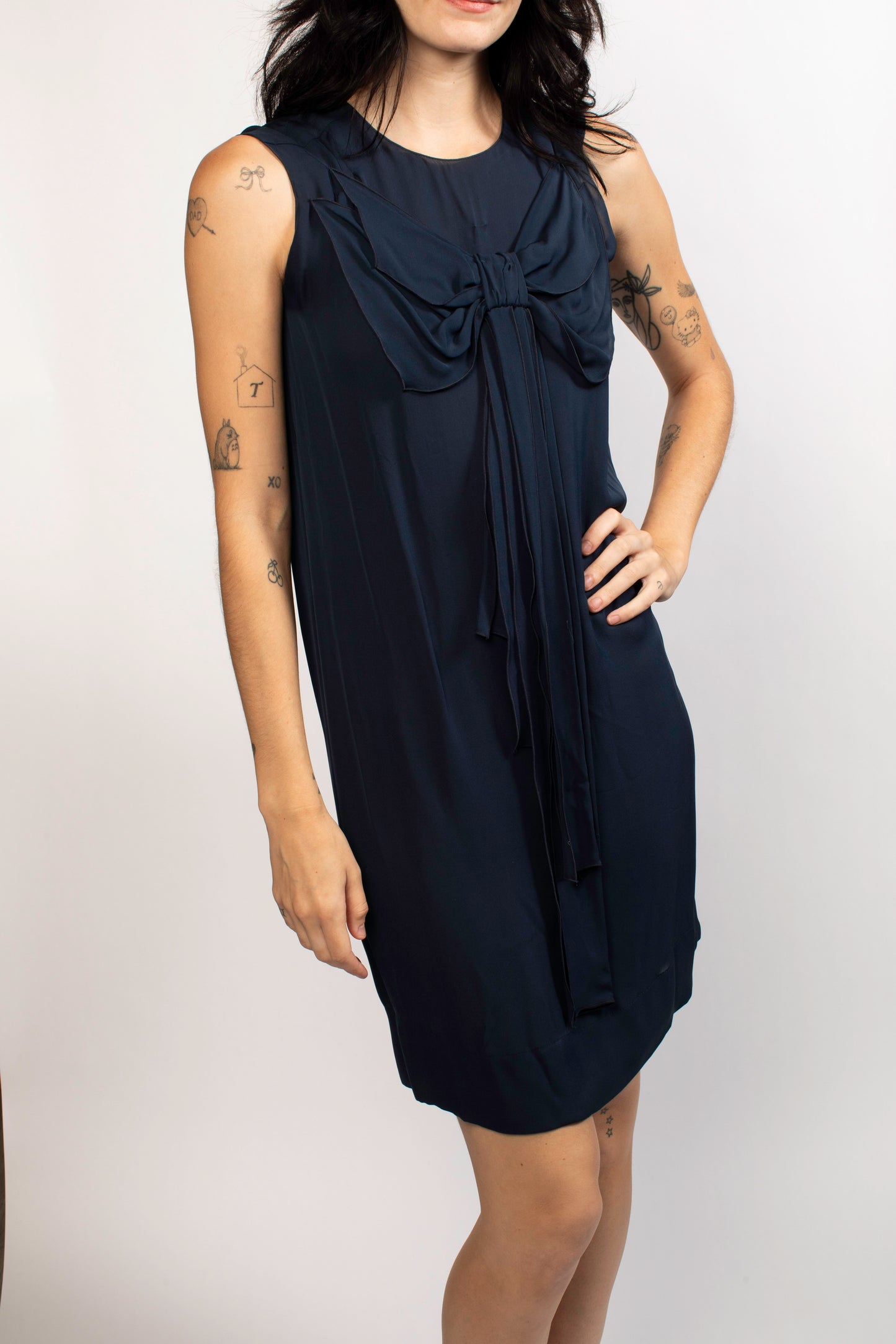 Stella McCartney Blue Mini Dress With Bow Detail