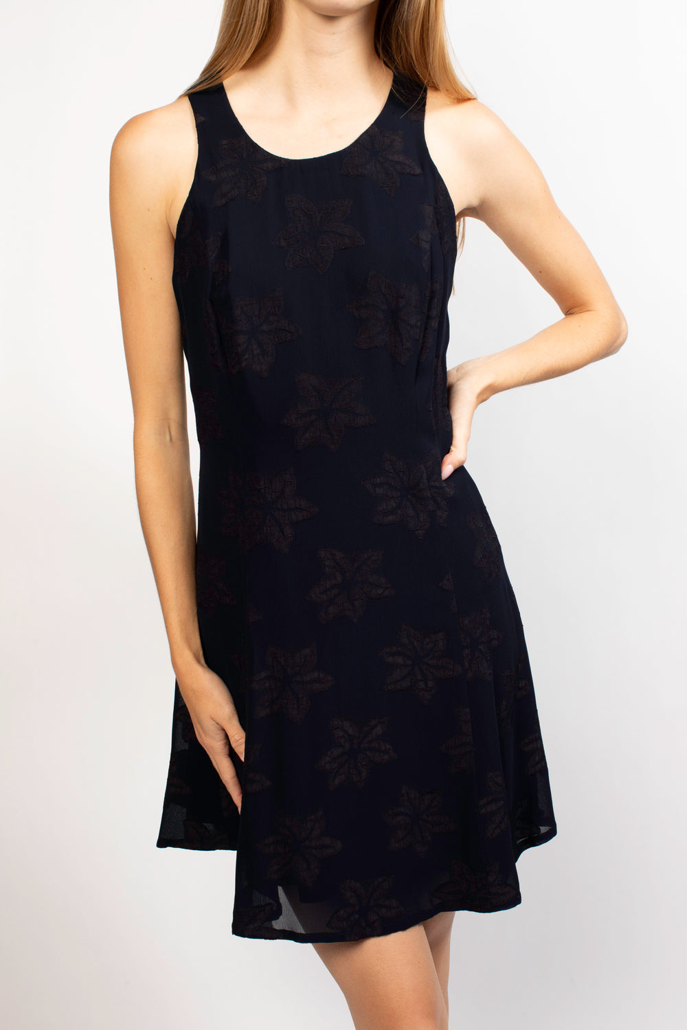 Giorgio Armani Black Mini Dress With Flower Details
