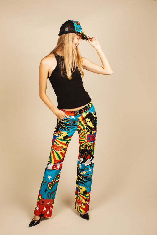 Christian Dior Colorful Comic Pants & Matching Hat Set