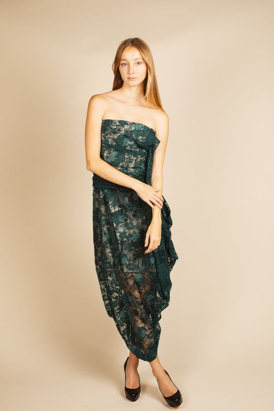 Vivienne Westwood Green Lace Strapless Dress