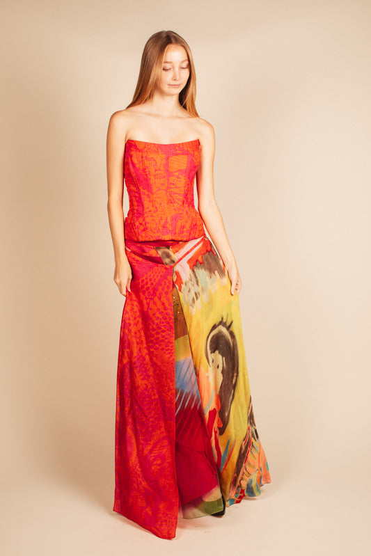 Christian Lacroix Red Corset Skirt Gown