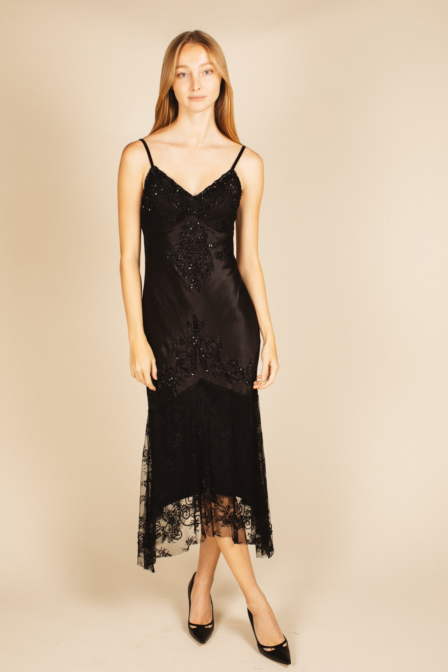 Versace Black Sequin & Lace Dress