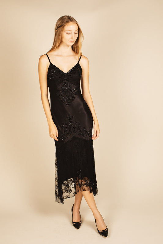 Versace Black Sequin & Lace Dress