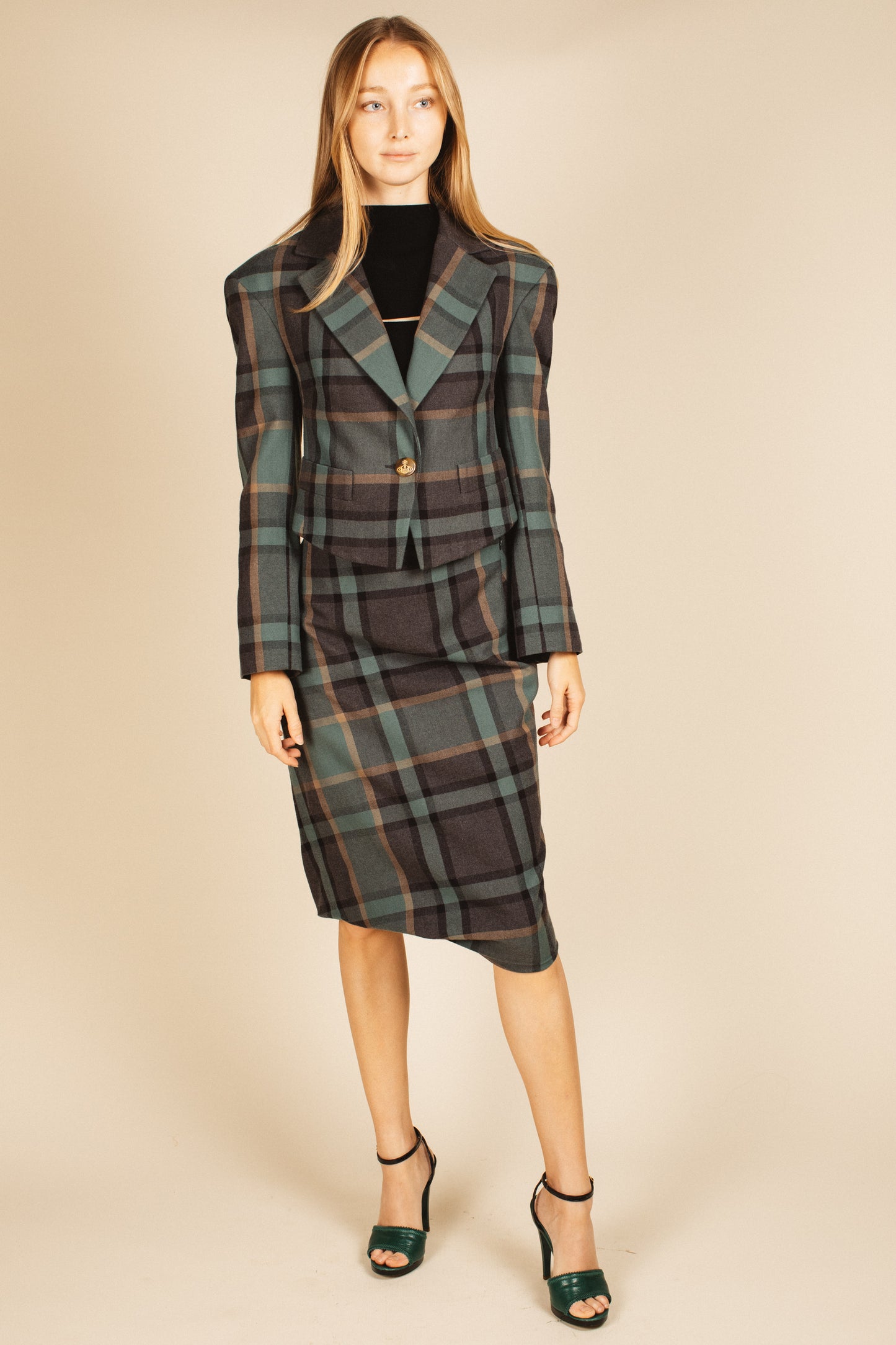 Vivienne Westwood Green Plaid Skirt Suit