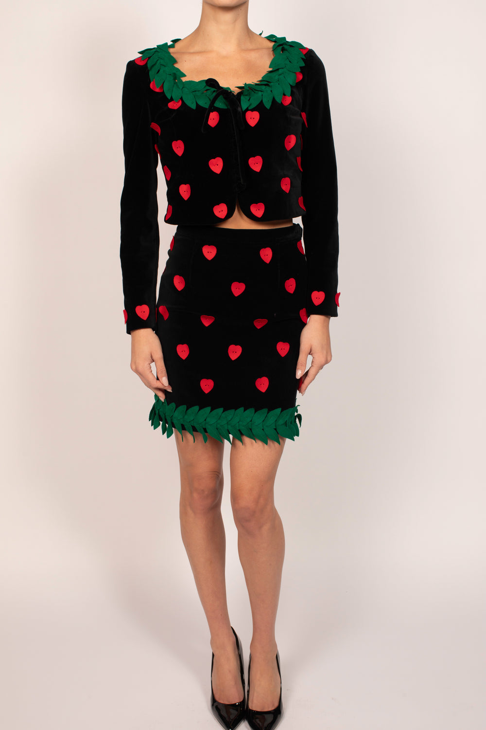 Moschino Black Heart Fields Skirt Set