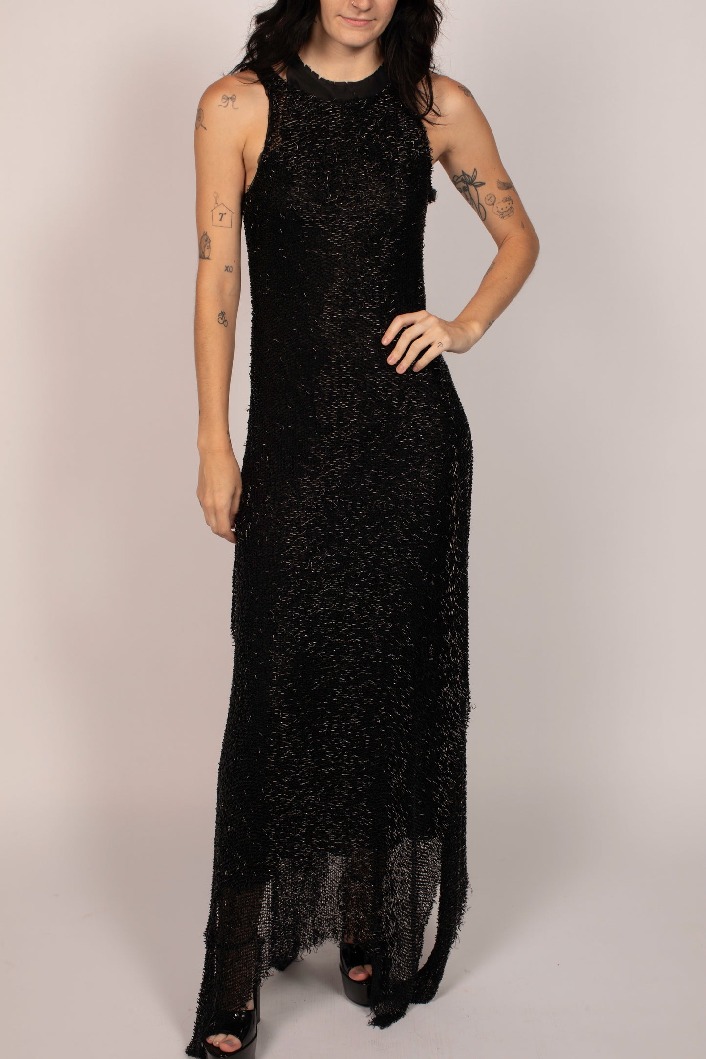 Lanvin Black Beaded Maxi Dress