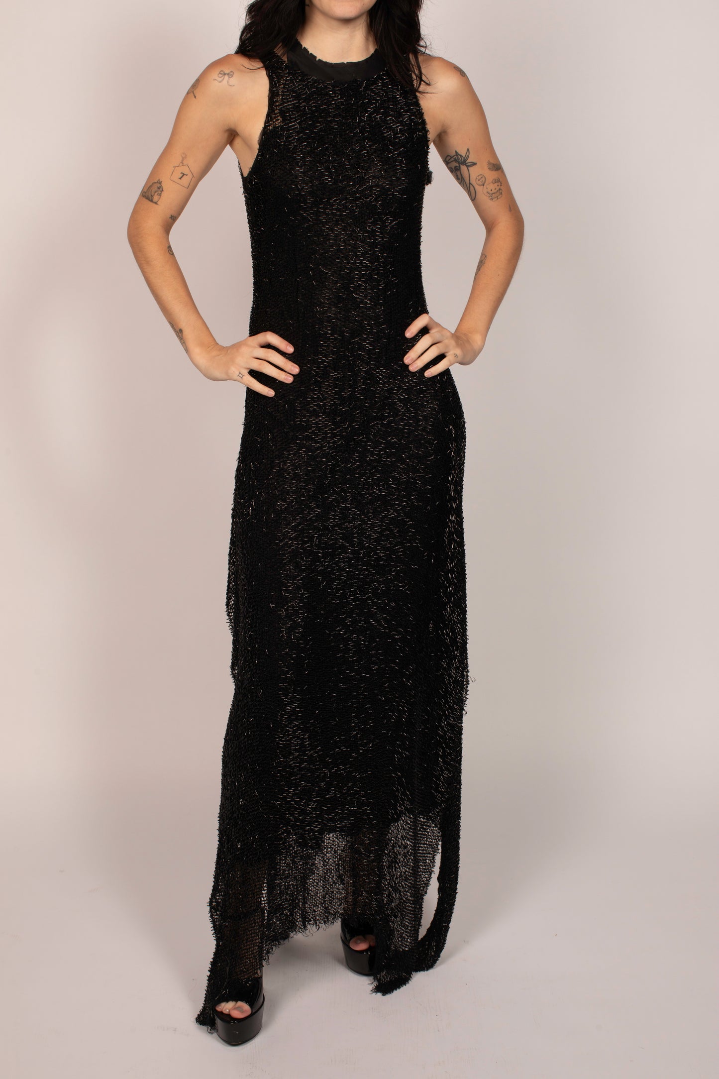 Lanvin Black Beaded Maxi Dress
