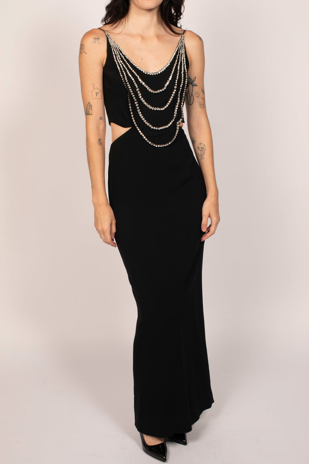 Stella McCartney Black Sleeveless Gown With Jewl Detail