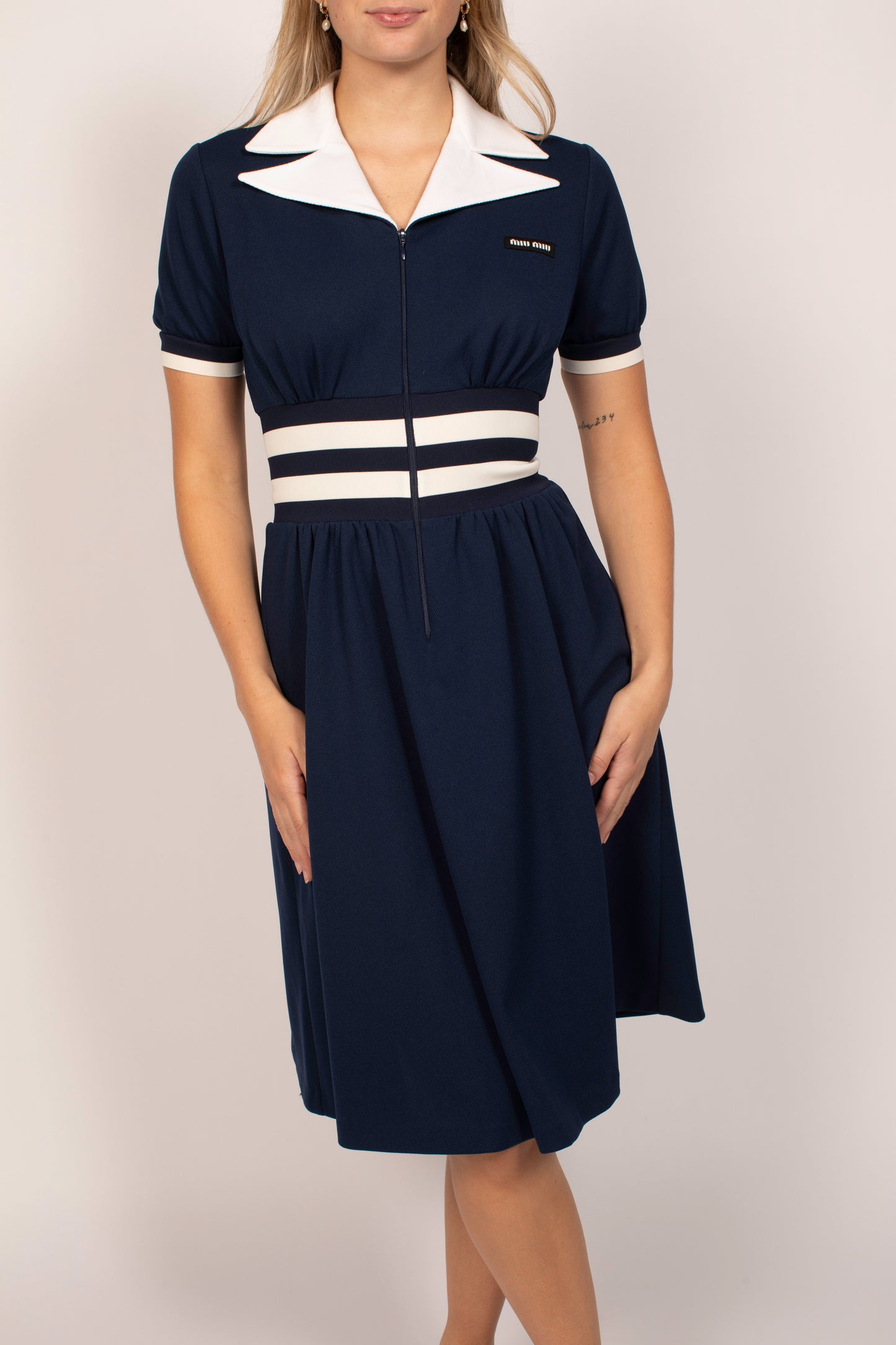 Miu Miu Navy Sailor Midi Dress