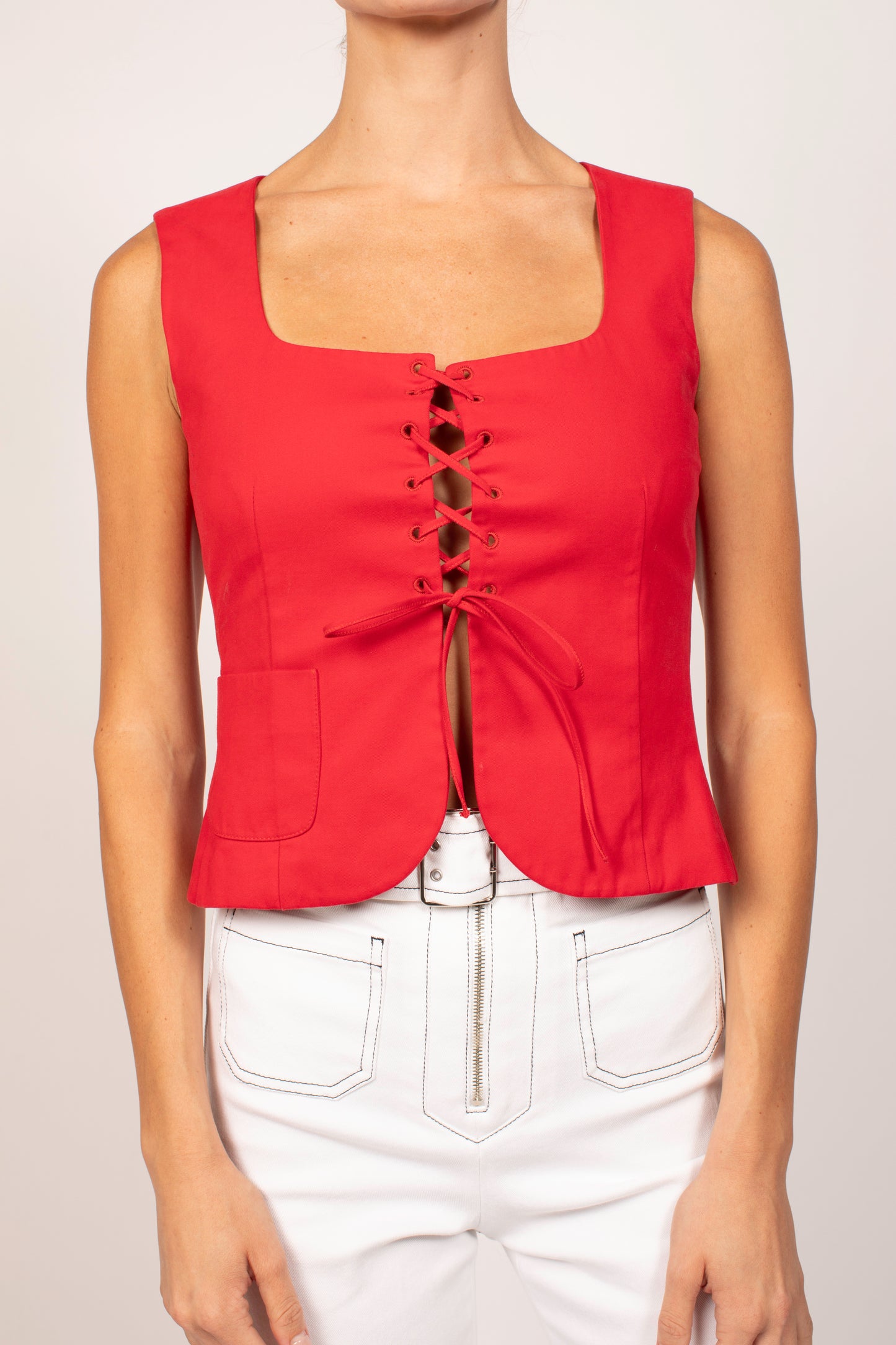Miu Miu Red Tie Up Top