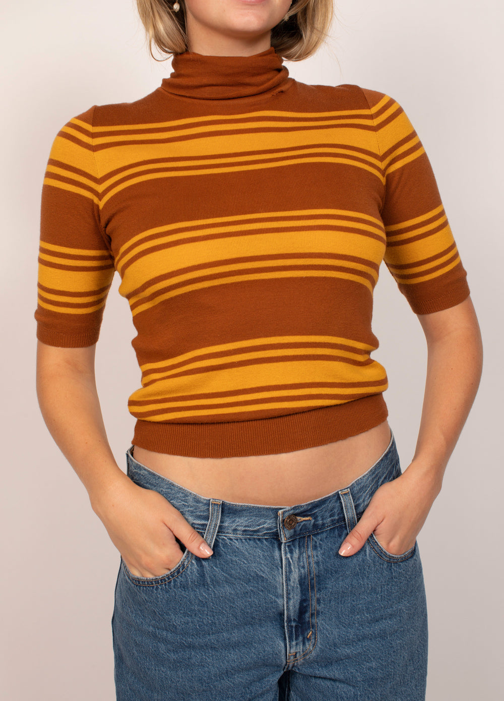 Miu Miu Brown & Yellow Turtleneck