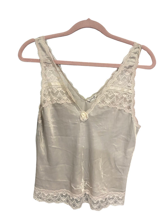 Christian Dior Cream Silk Tank With Lace Detail