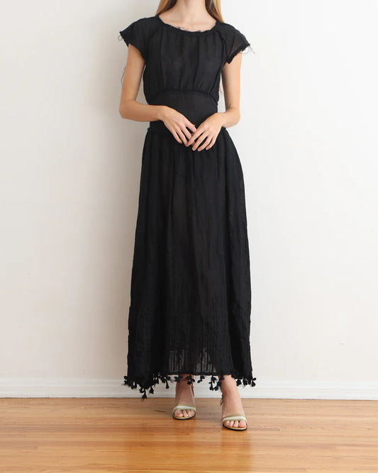 Fendi Black Silk Smock Maxi Dress