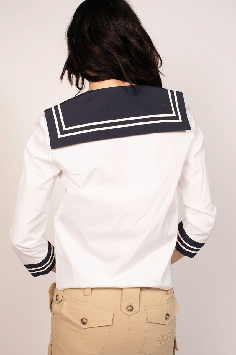 Miu Miu White Long Sleeve Sailor Top